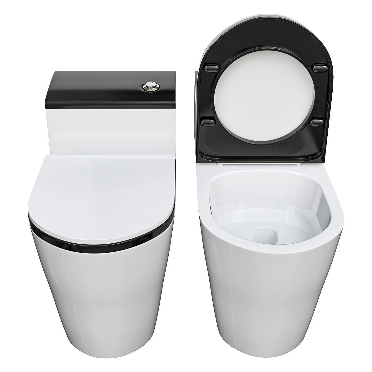 Dual-flush Elongated One-piece Toilet 3D model_2