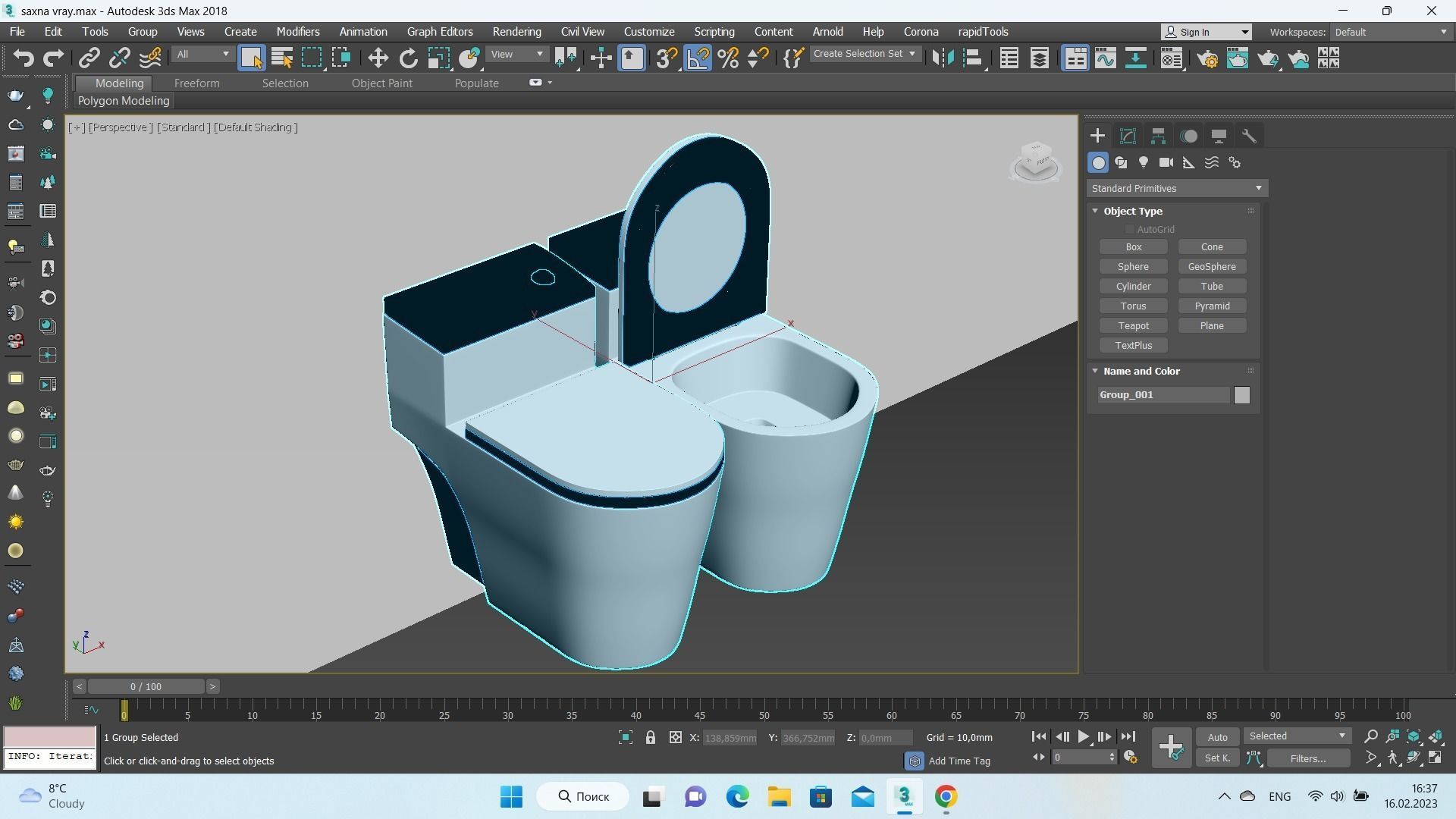 Dual-flush Elongated One-piece Toilet 3D model_10