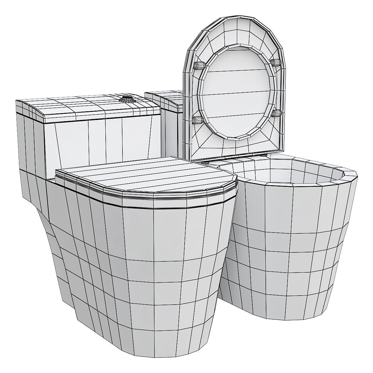 Dual-flush Elongated One-piece Toilet 3D model_4