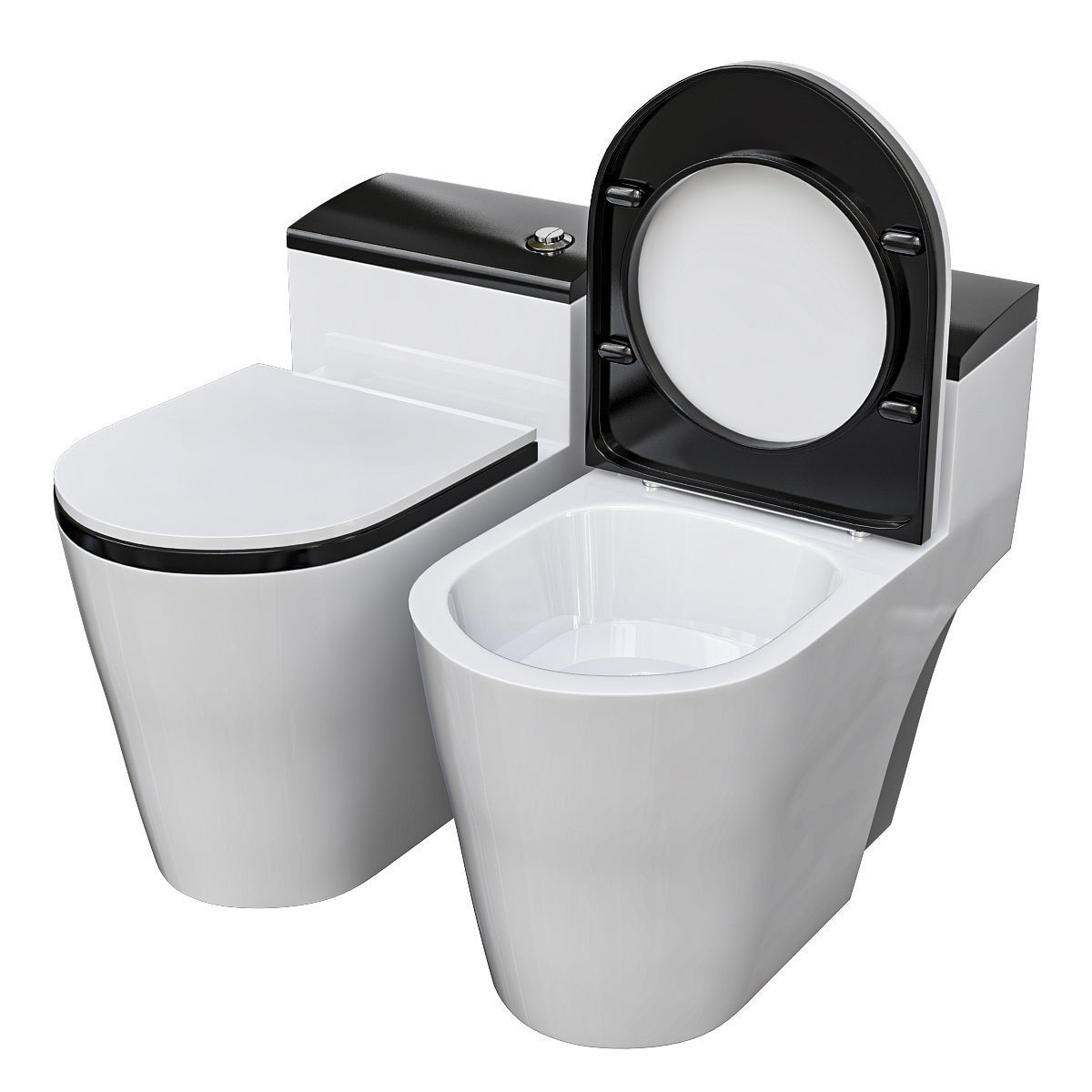 Dual-flush Elongated One-piece Toilet 3D model_3