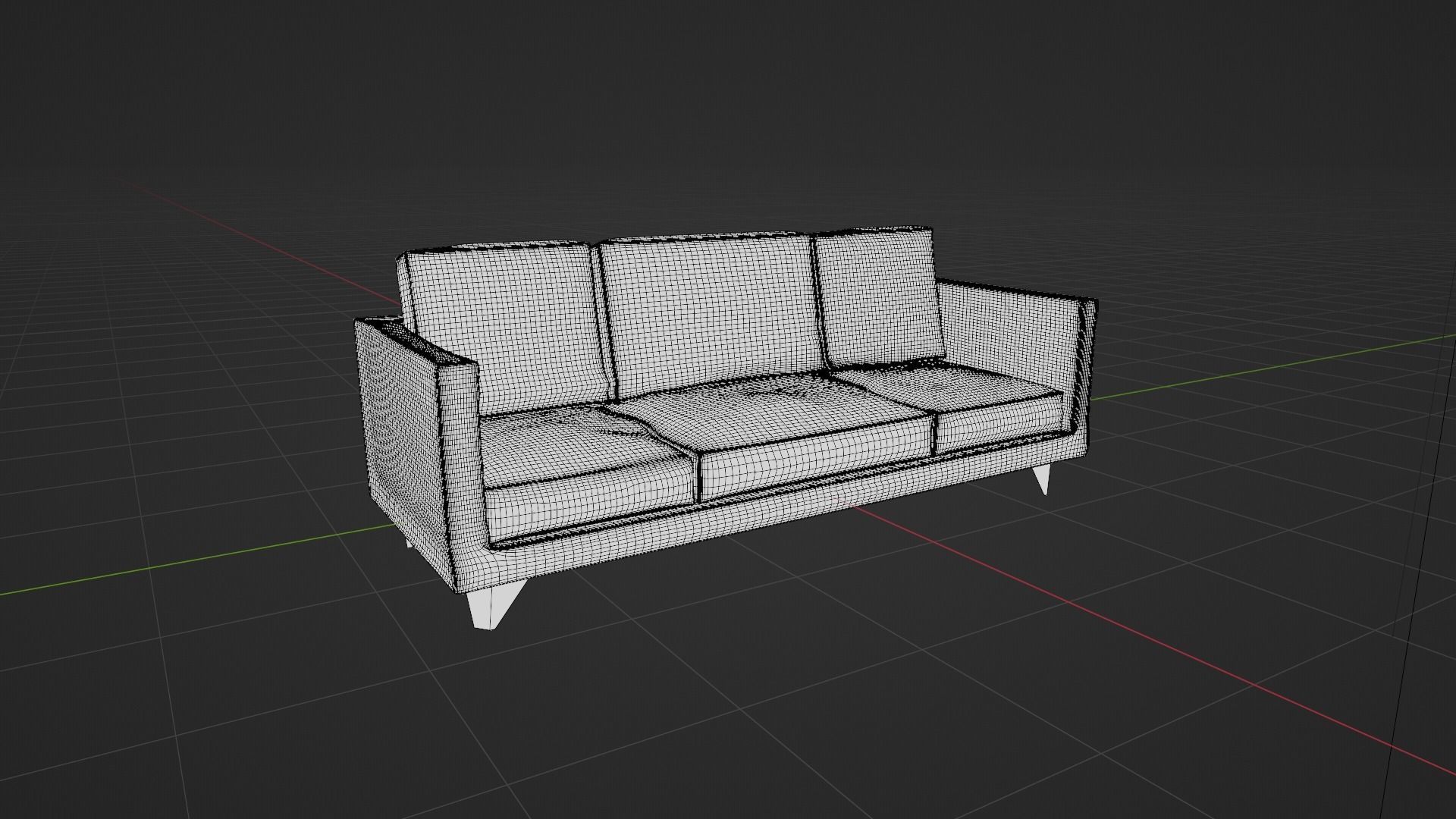 sofa 3 Low-poly 3D model_4