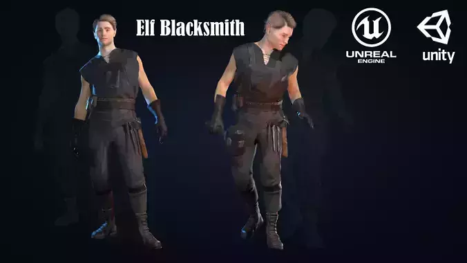 Elf Blacksmith Low-poly 3D model