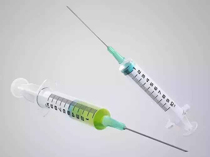 Syringe injection with liquid 3D model