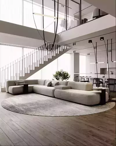 Interior Scene Japandi - 3d Model - Lighting 3D model