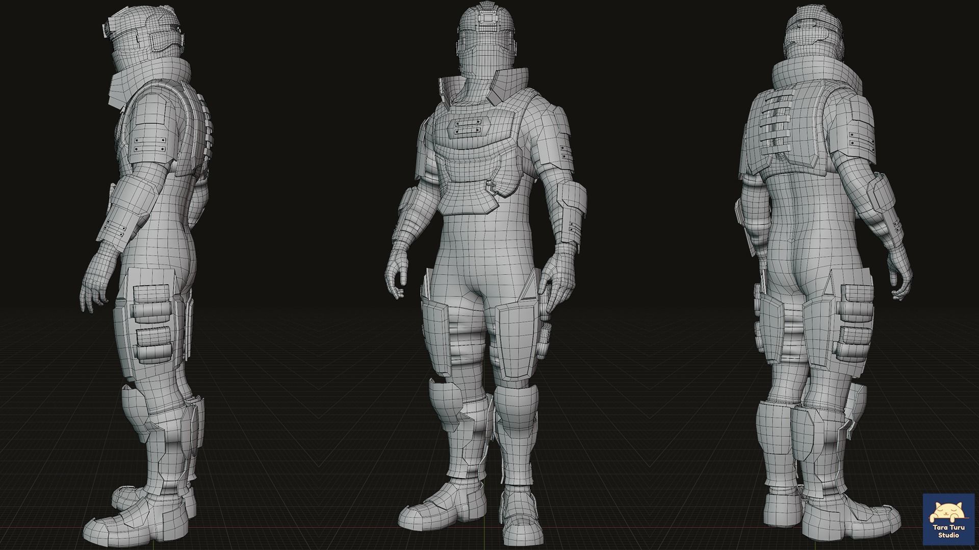 Guardian Soldier - Post Apocalyptic Space and Earth Soldier Low-poly 3D model_8
