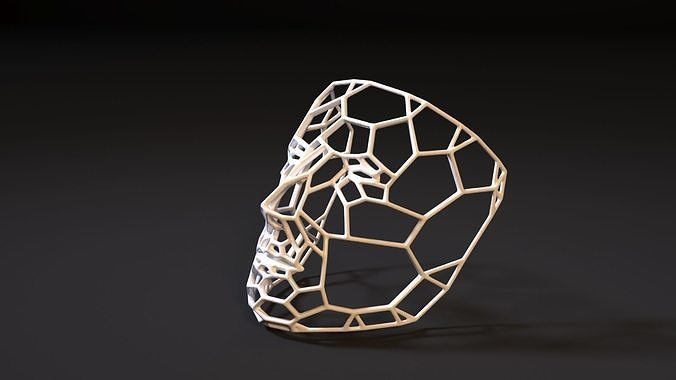 Mask 1 gold ring with geometric design 3D print model