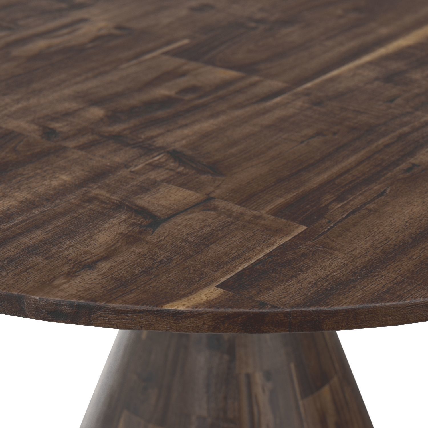Dark Brown Reclaimed Wood Round Dining Table 3D model_3