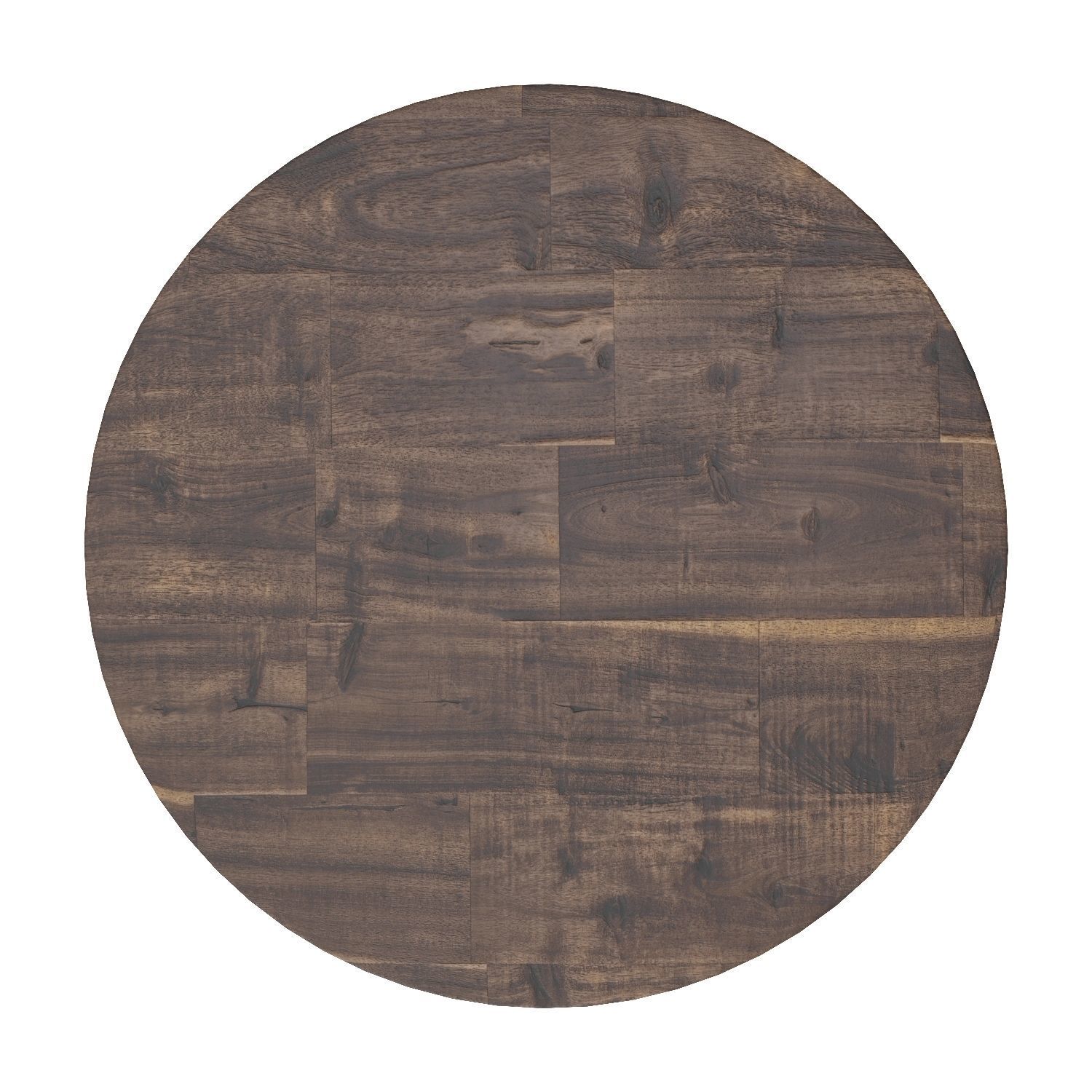 Dark Brown Reclaimed Wood Round Dining Table 3D model_2