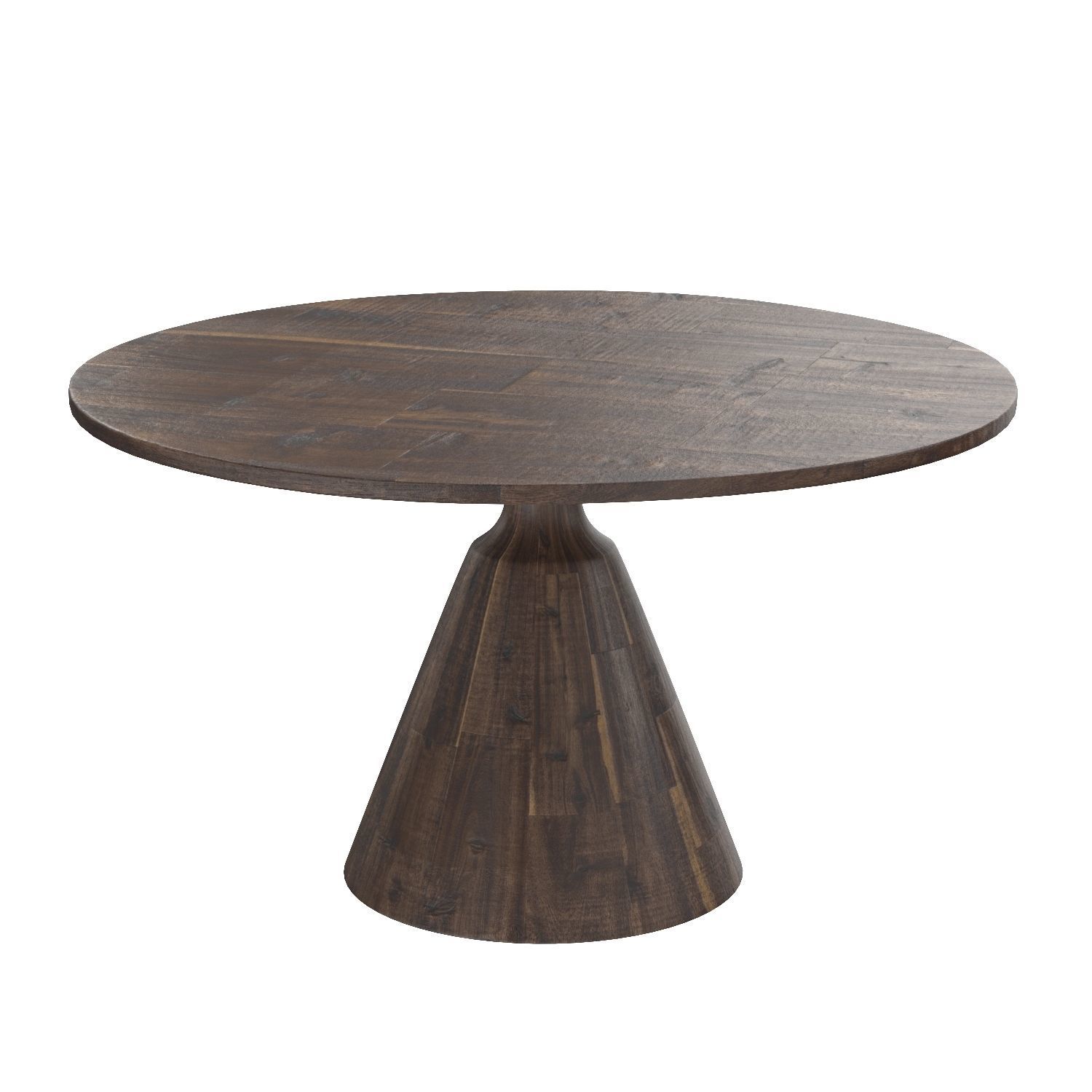 Dark Brown Reclaimed Wood Round Dining Table 3D model_4