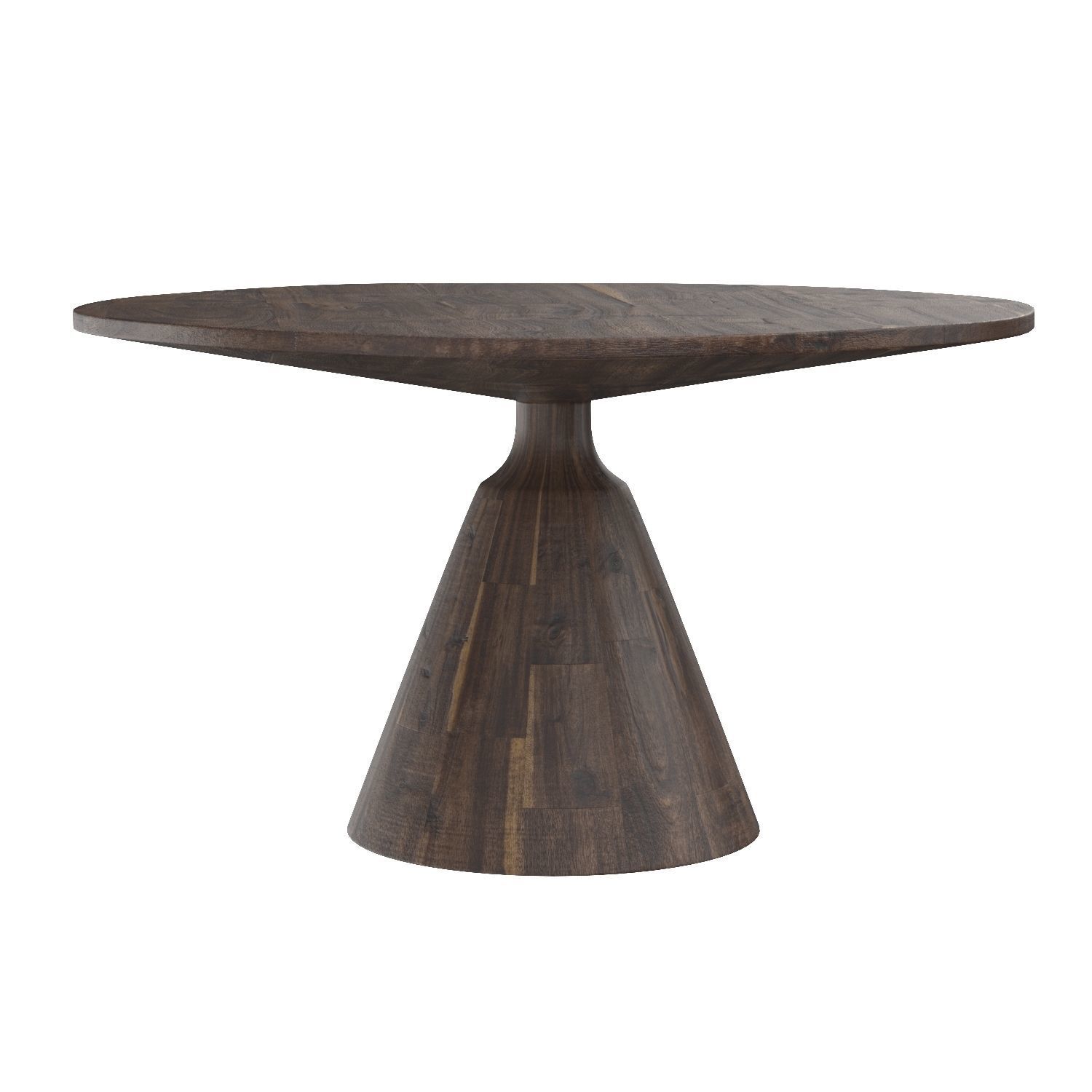 Dark Brown Reclaimed Wood Round Dining Table 3D model_1
