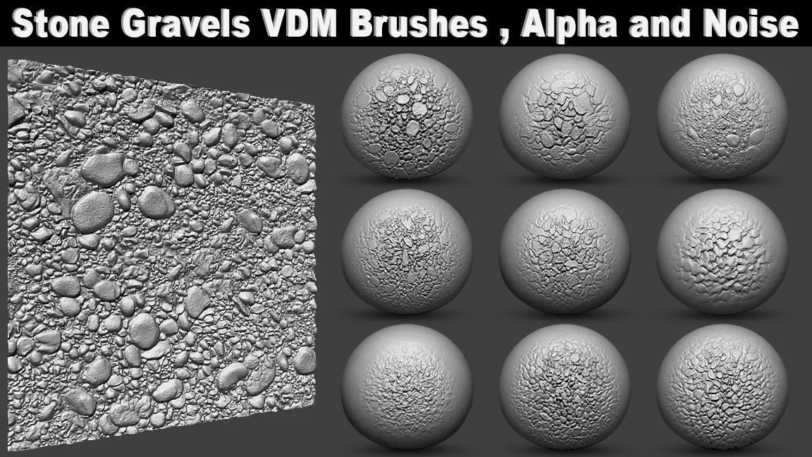 Stone Gravels VDM brushes Alpha and Noise Low-poly 3D model_0