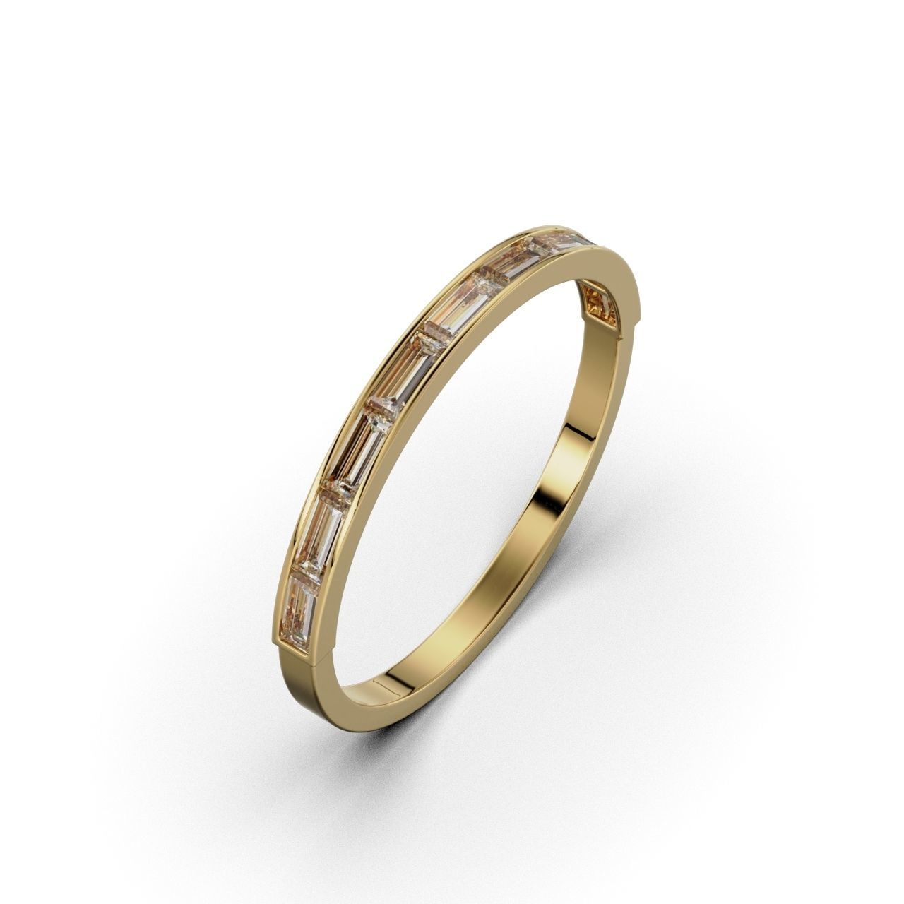 Ring Baguette Half 3D print model_1