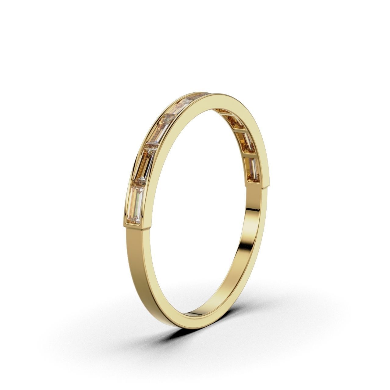 Ring Baguette Half 3D print model_8
