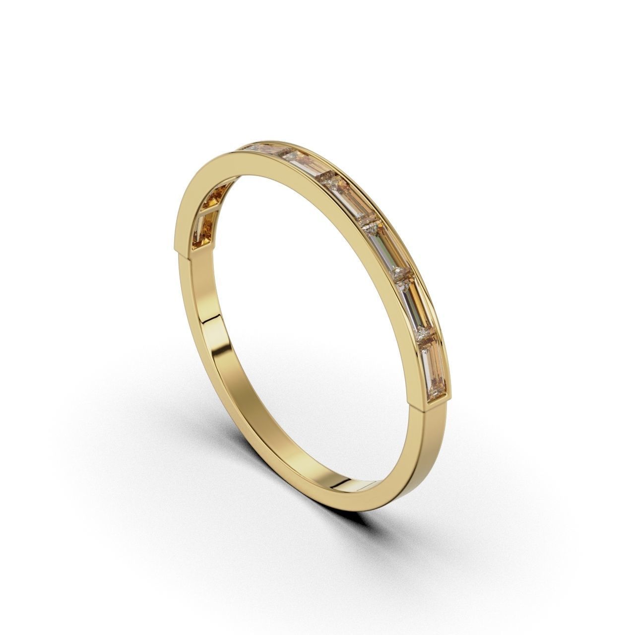 Ring Baguette Half 3D print model_3