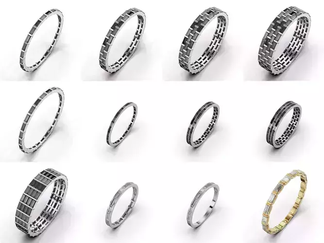 Ring Baguette 3D Model Collection