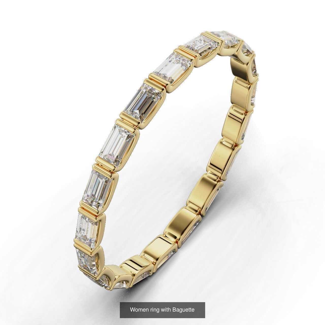 Ring Baguette 3D Model Collection_1