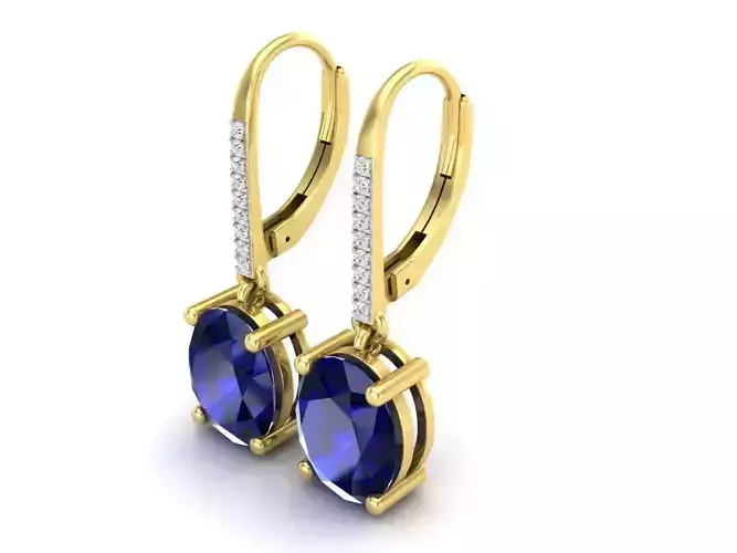 AV 386 Oval and Round Diamond Ladies Dangling Drop Earrings 3D print model