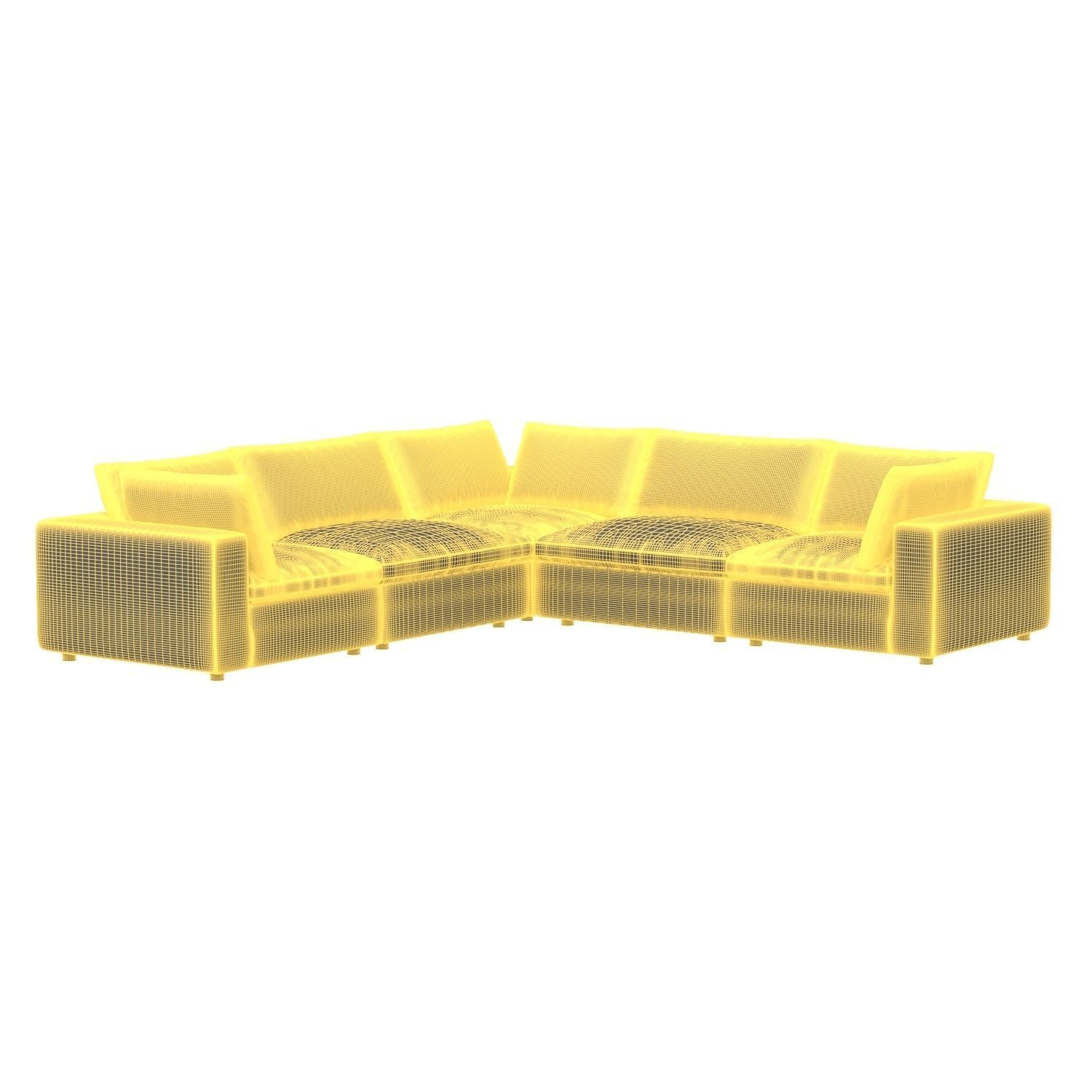 Commix Down Filled Overstuffed 5 Piece Sectional Sofa 3D model_5