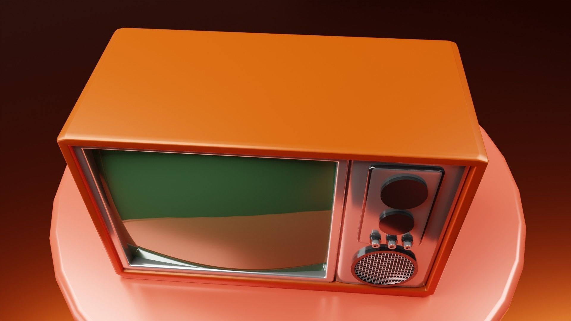 Retro Low Detailed Televison Low-poly 3D model_2