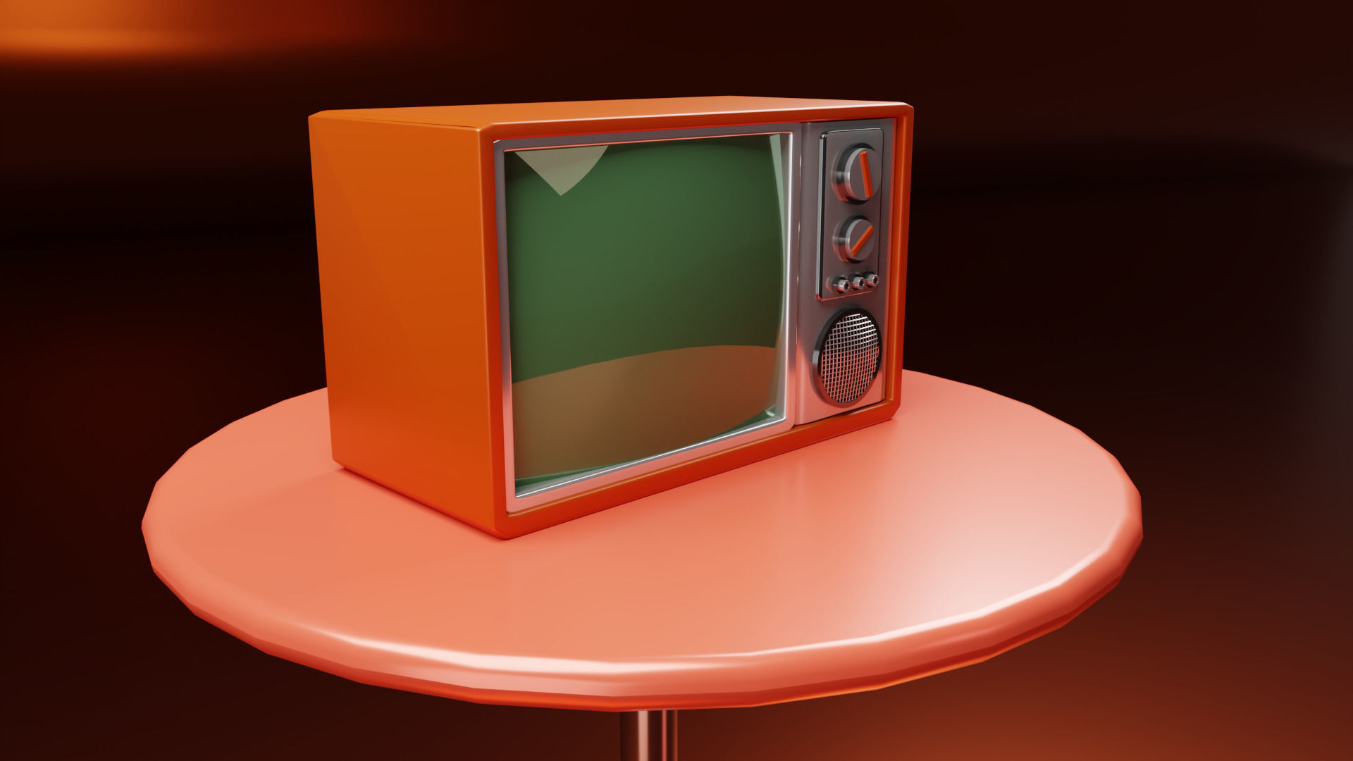 Retro Low Detailed Televison Low-poly 3D model_1