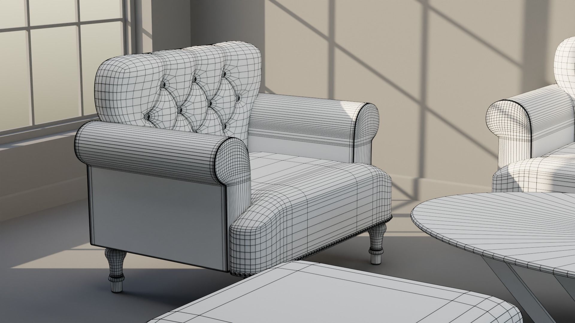 Sofa Set 09 Low-poly 3D model_7