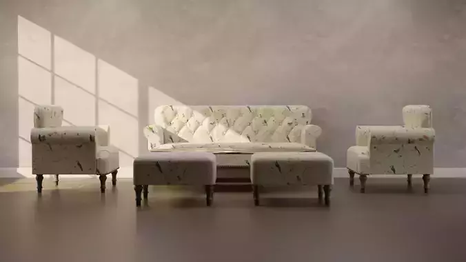Sofa Set 09 Low-poly 3D model