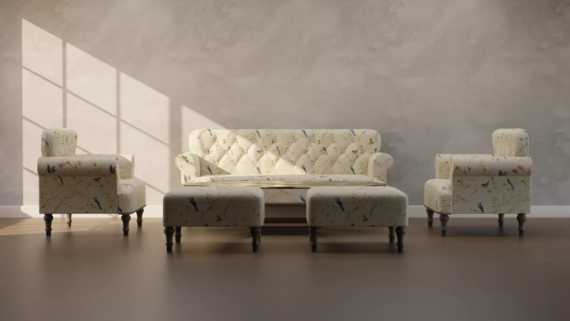 Sofa Set 09 Low-poly 3D model_0