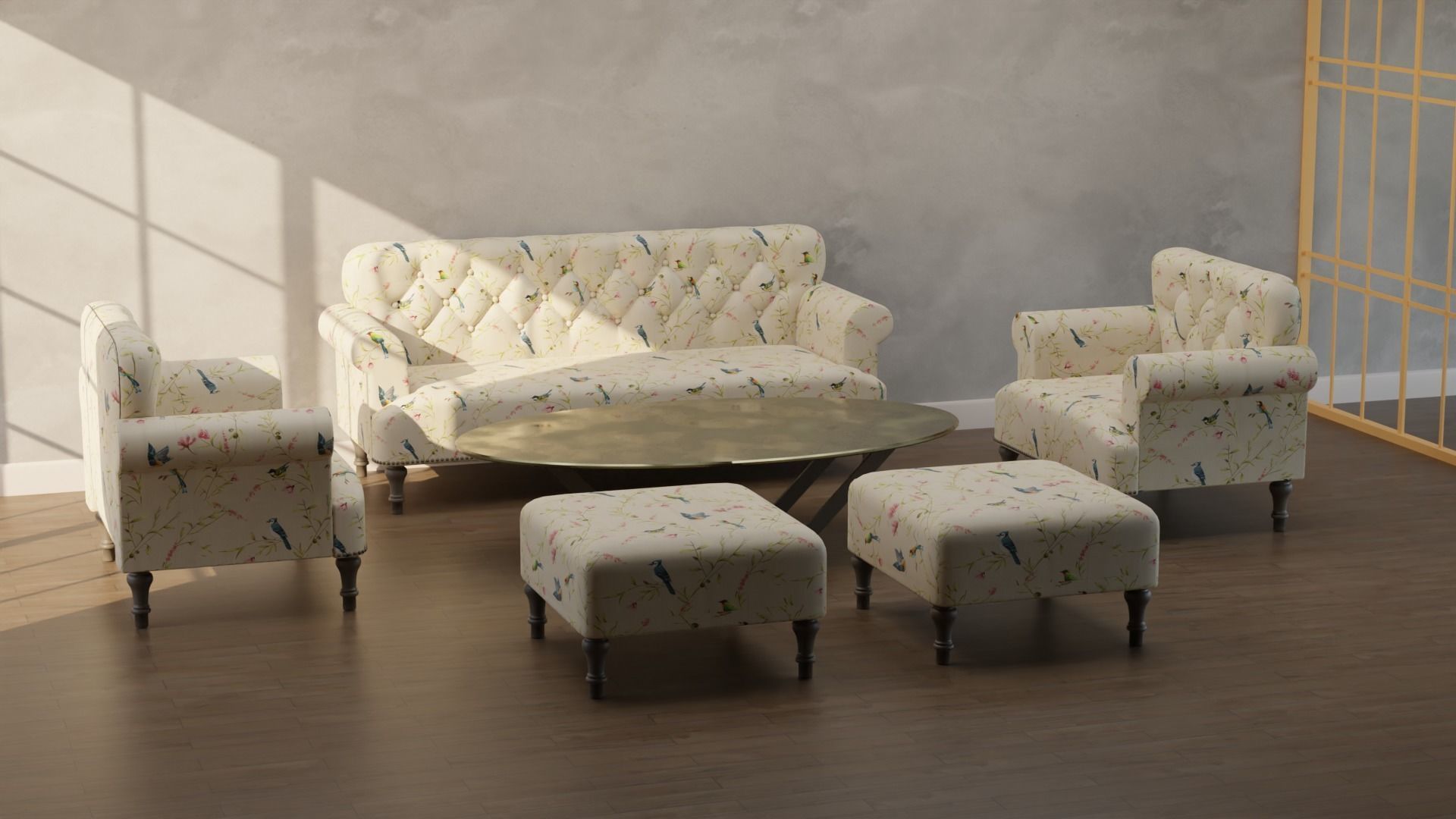 Sofa Set 09 Low-poly 3D model_2