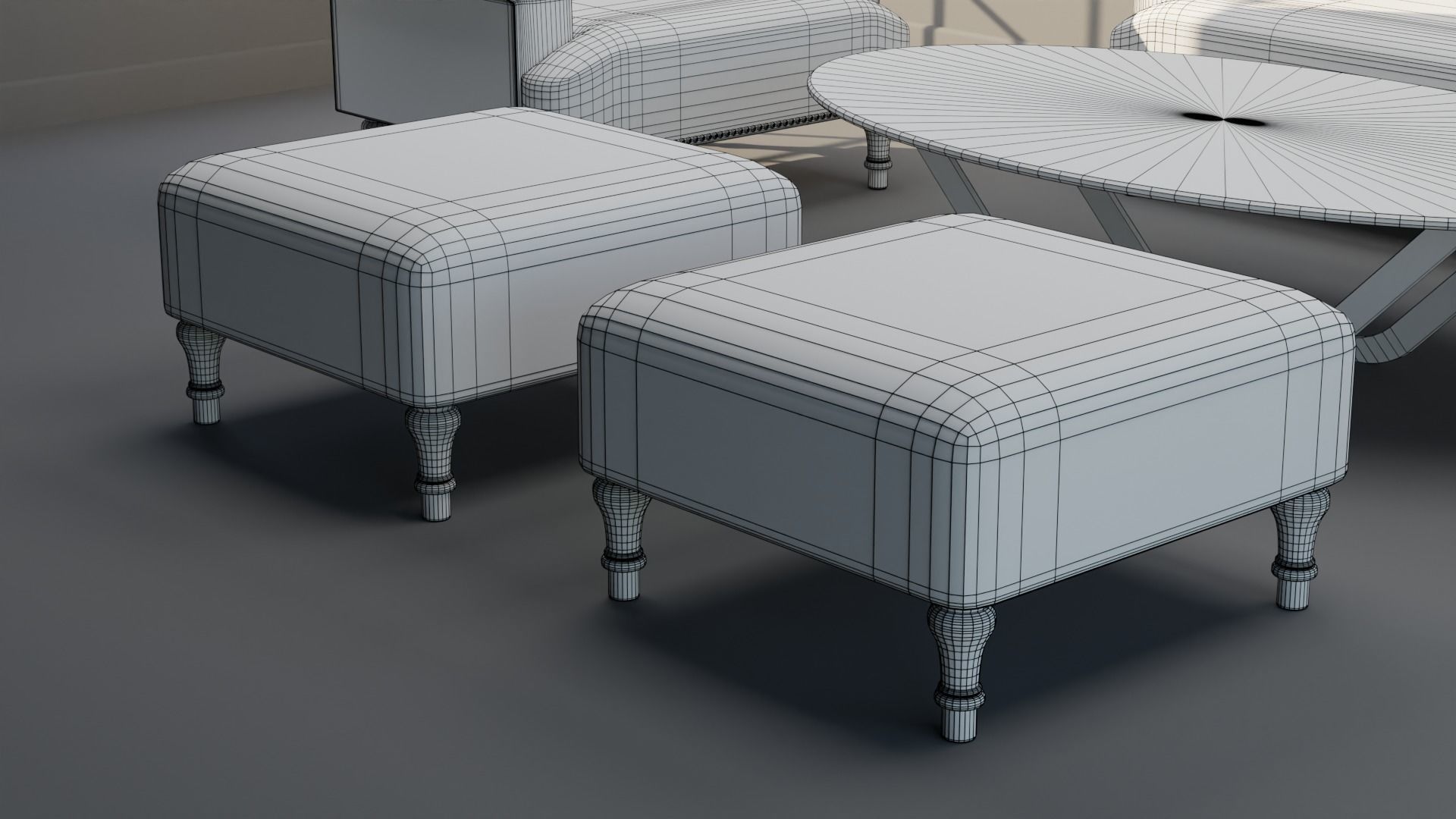 Sofa Set 09 Low-poly 3D model_9