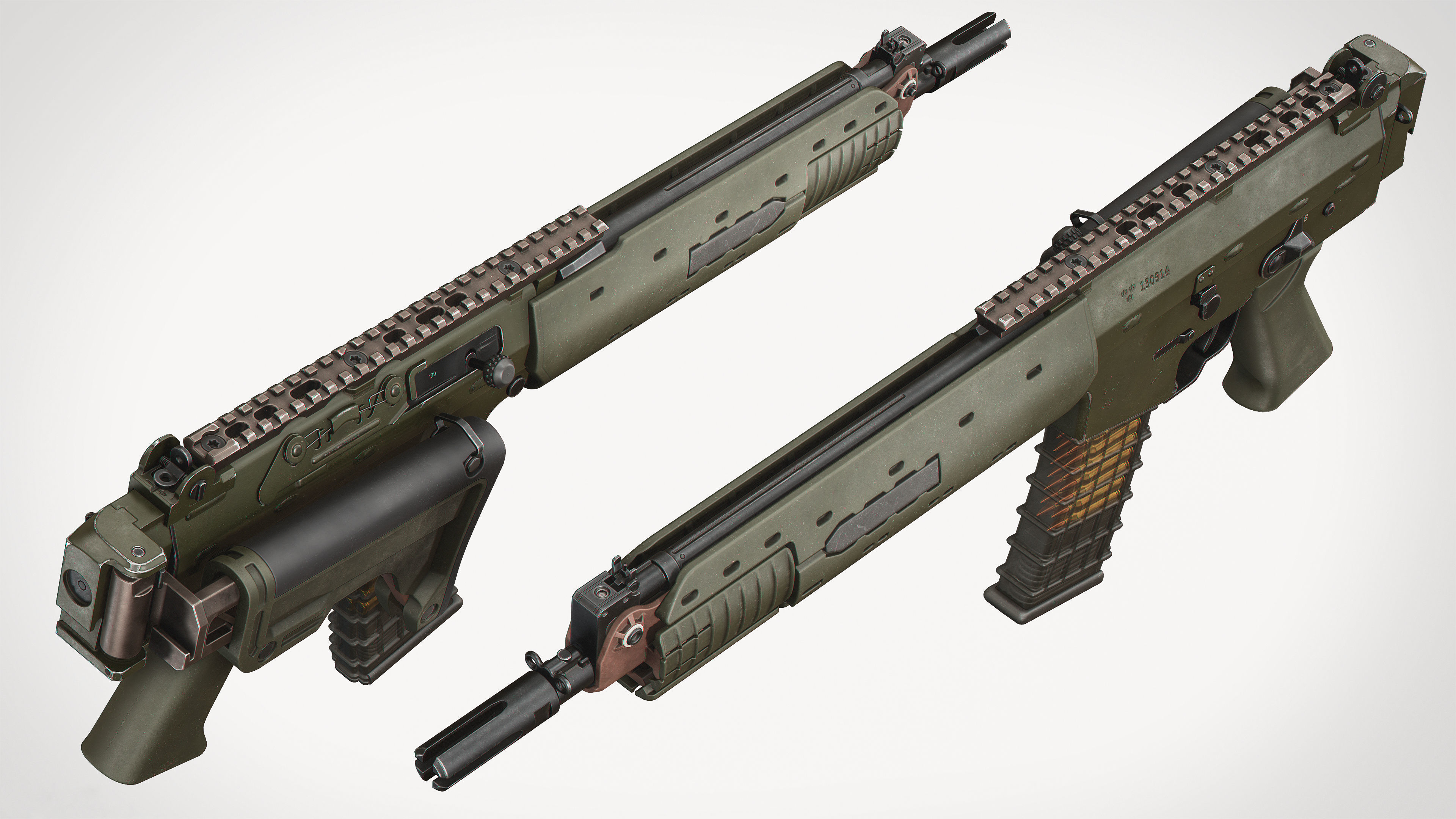 AK5C rifle Low-poly 3D model_6