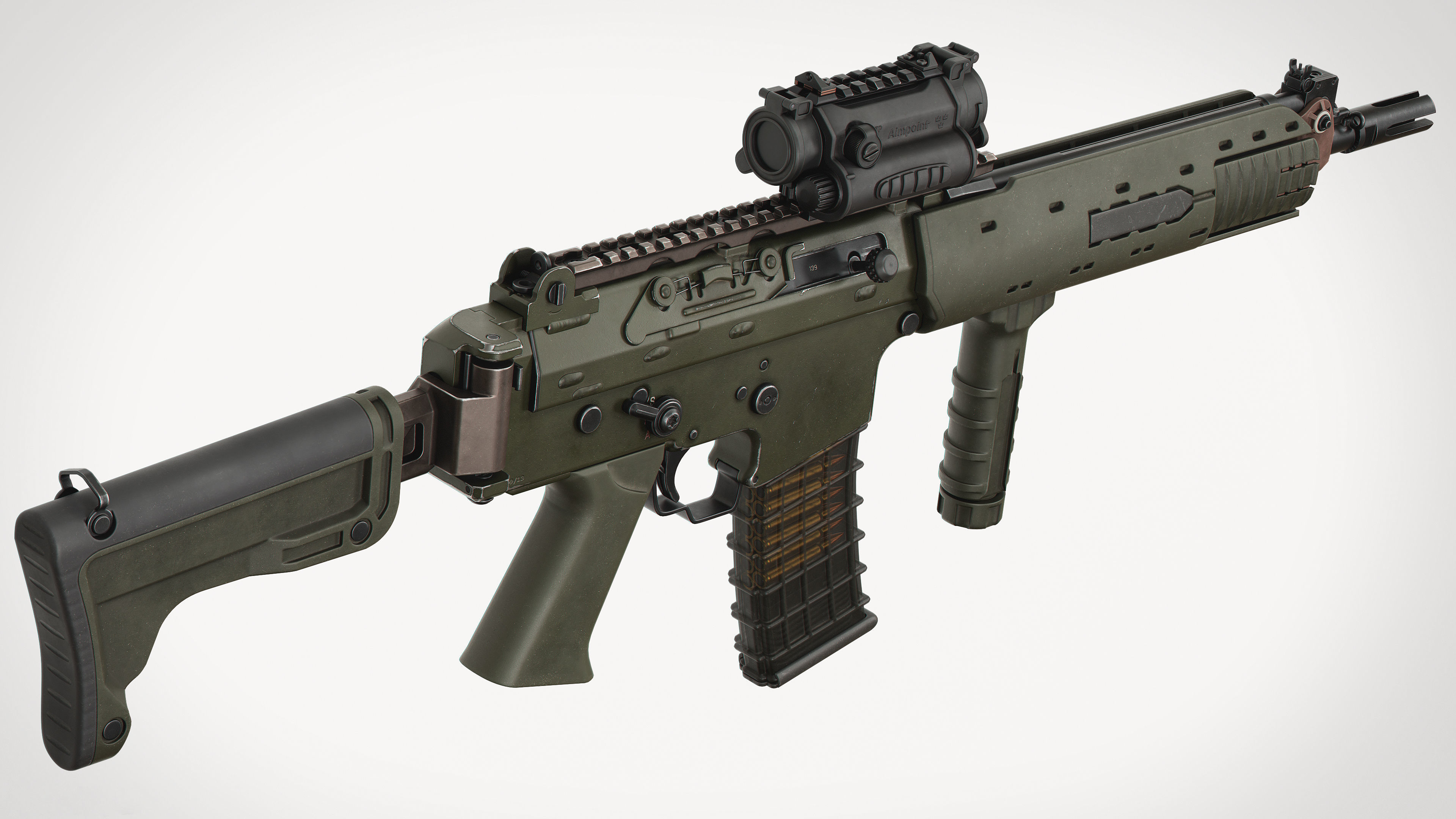 AK5C rifle Low-poly 3D model_1