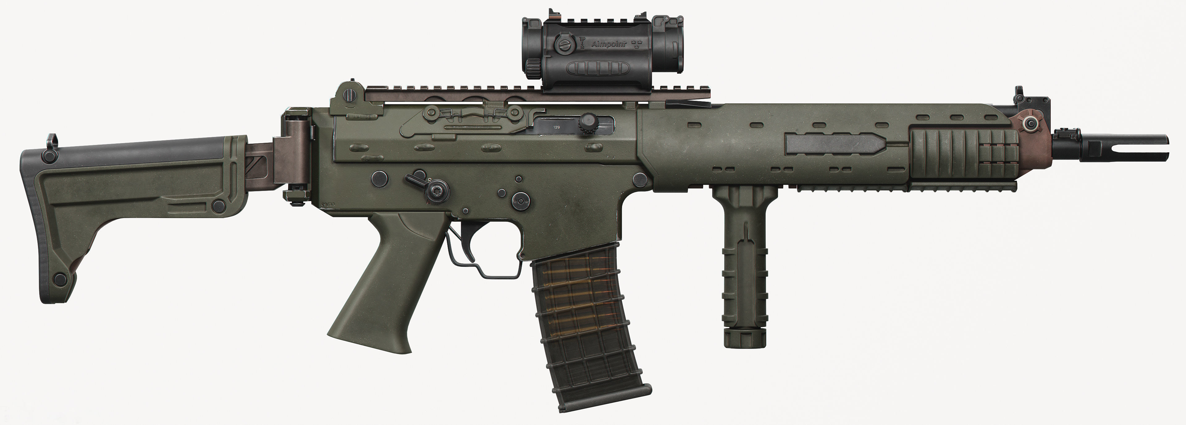 AK5C rifle Low-poly 3D model_3