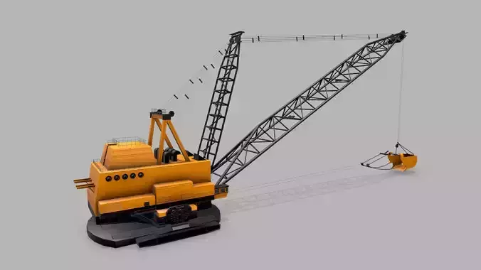 Industrial Vehicle Dragline Low-poly 3D model