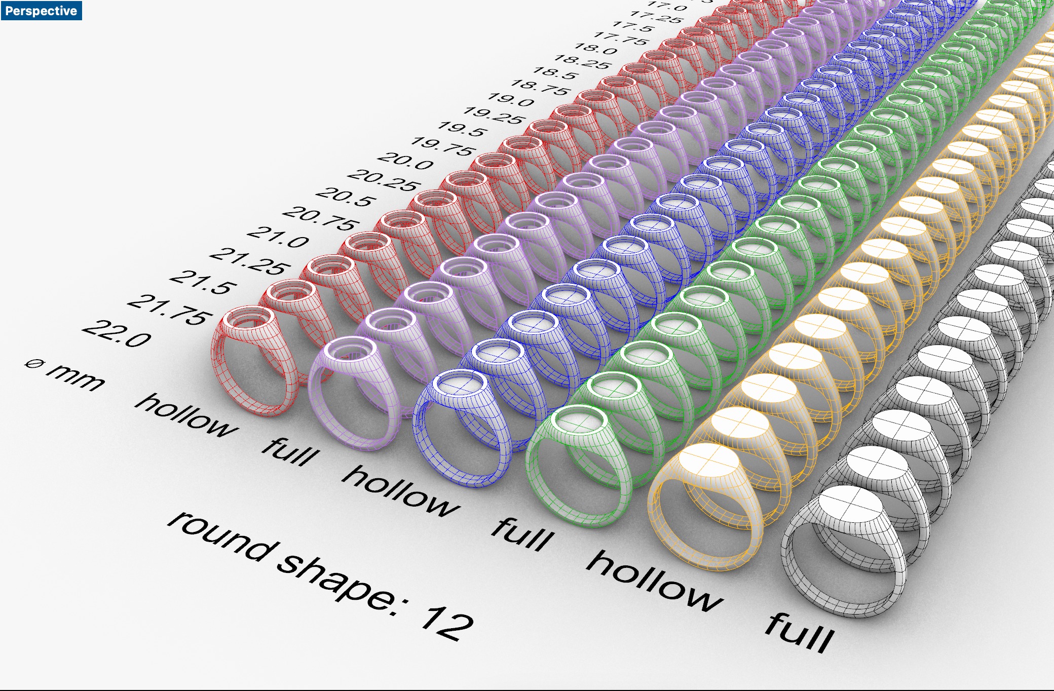 Round 12 mm Signet Rings 174 items 3D print model_1