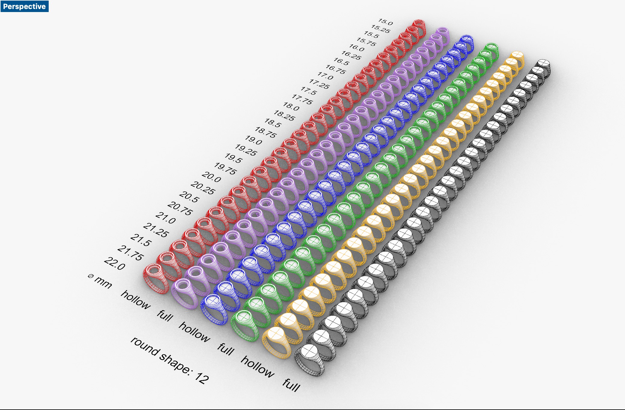 Round 12 mm Signet Rings 174 items 3D print model_2