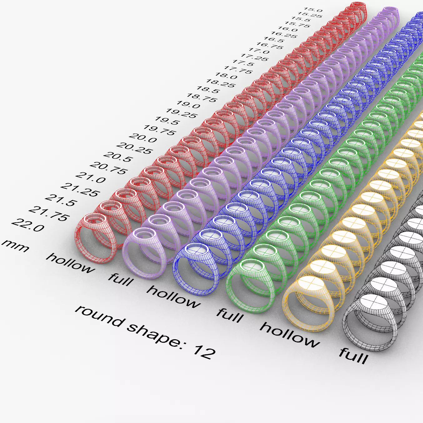 Round 12 mm Signet Rings 174 items 3D print model_0