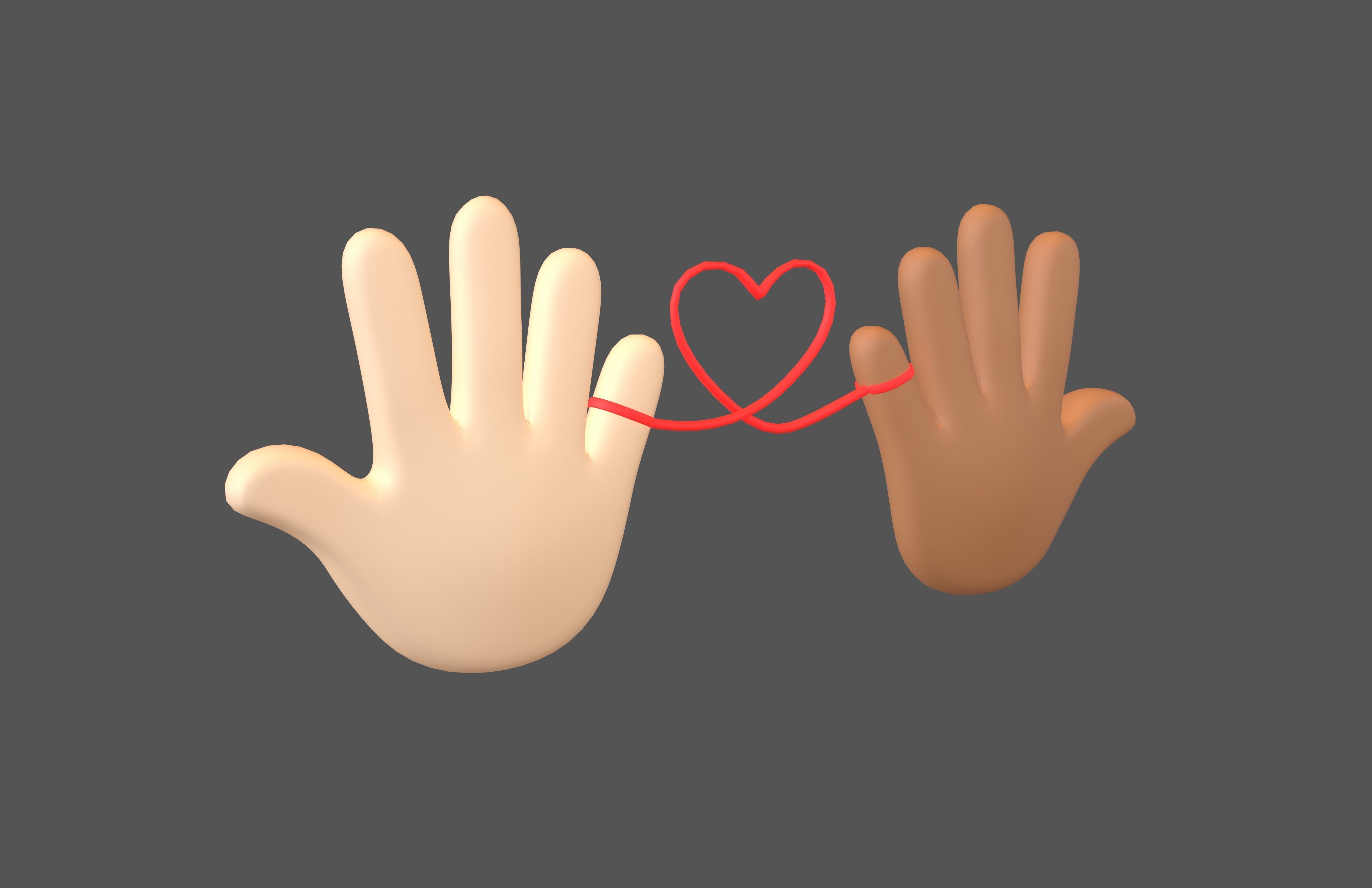 Hand with Red Line Icon v1 015 Low-poly 3D model_2