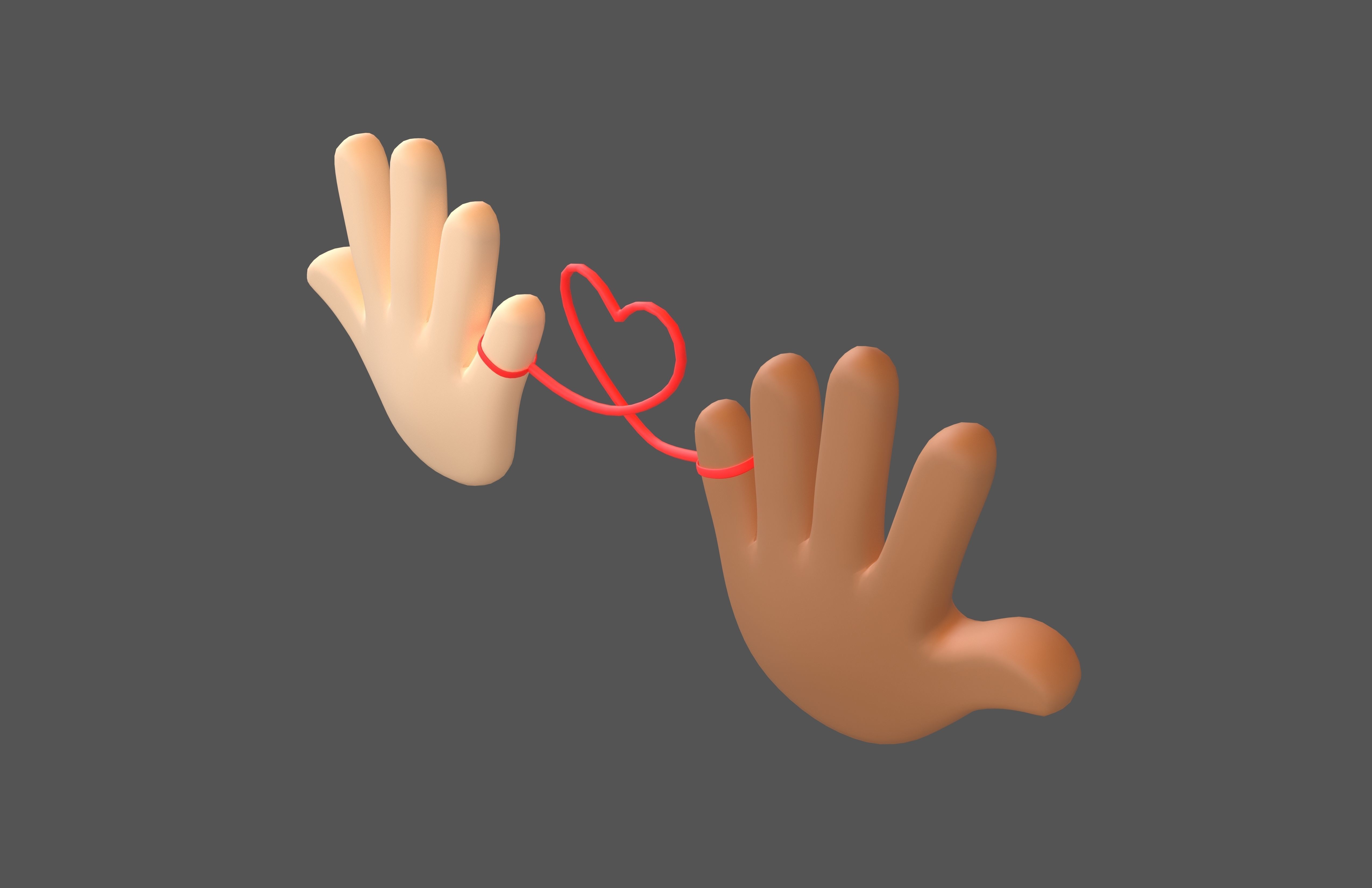 Hand with Red Line Icon v1 015 Low-poly 3D model_3