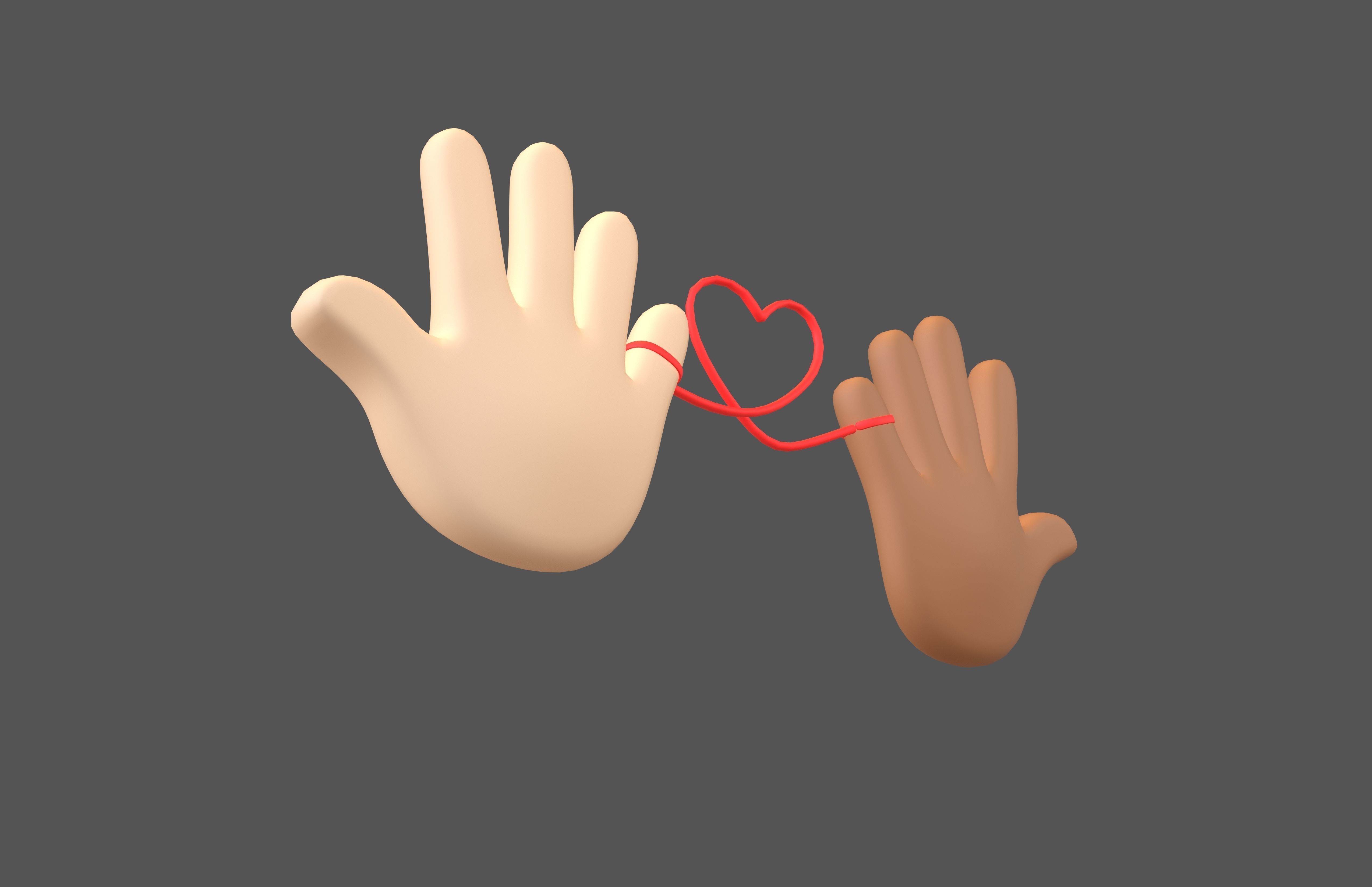 Hand with Red Line Icon v1 015 Low-poly 3D model_1