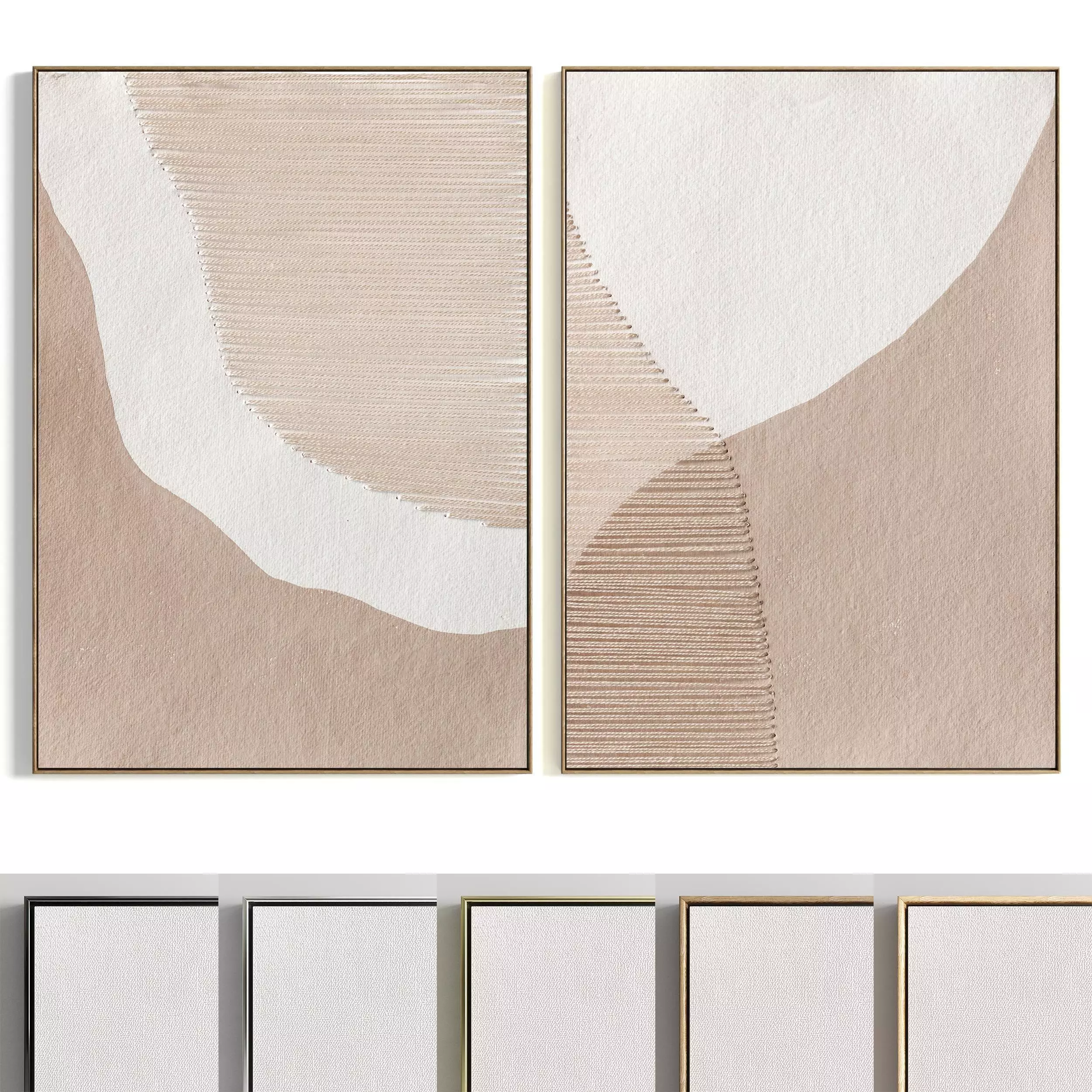 Plaster Two Photo Frame 85 Low-poly 3D model_0