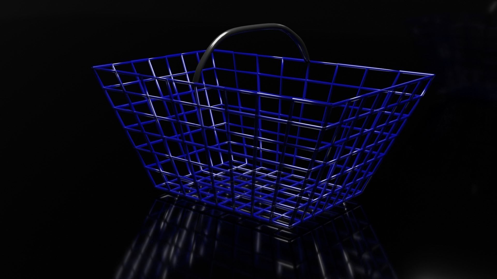 cesto blu realistico realistic blue basket 3D model_3