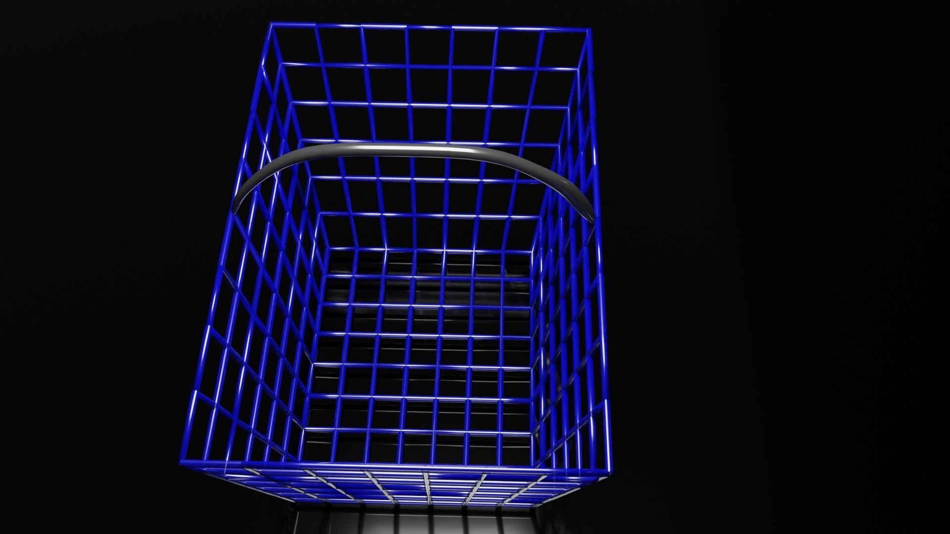 cesto blu realistico realistic blue basket 3D model_7