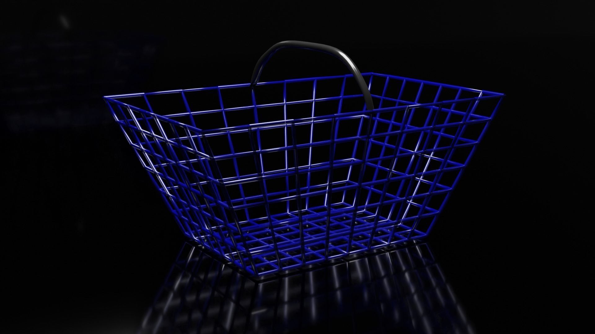 cesto blu realistico realistic blue basket 3D model_4