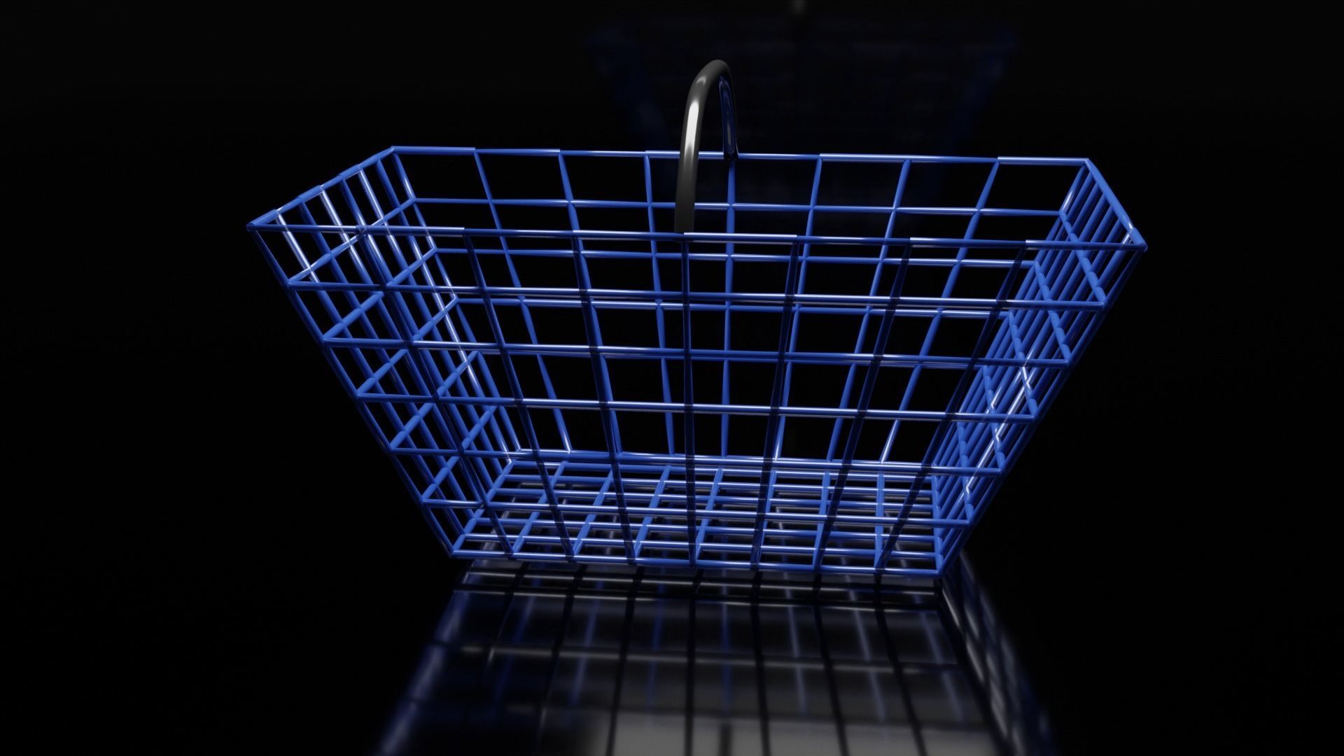 cesto blu realistico realistic blue basket 3D model_2