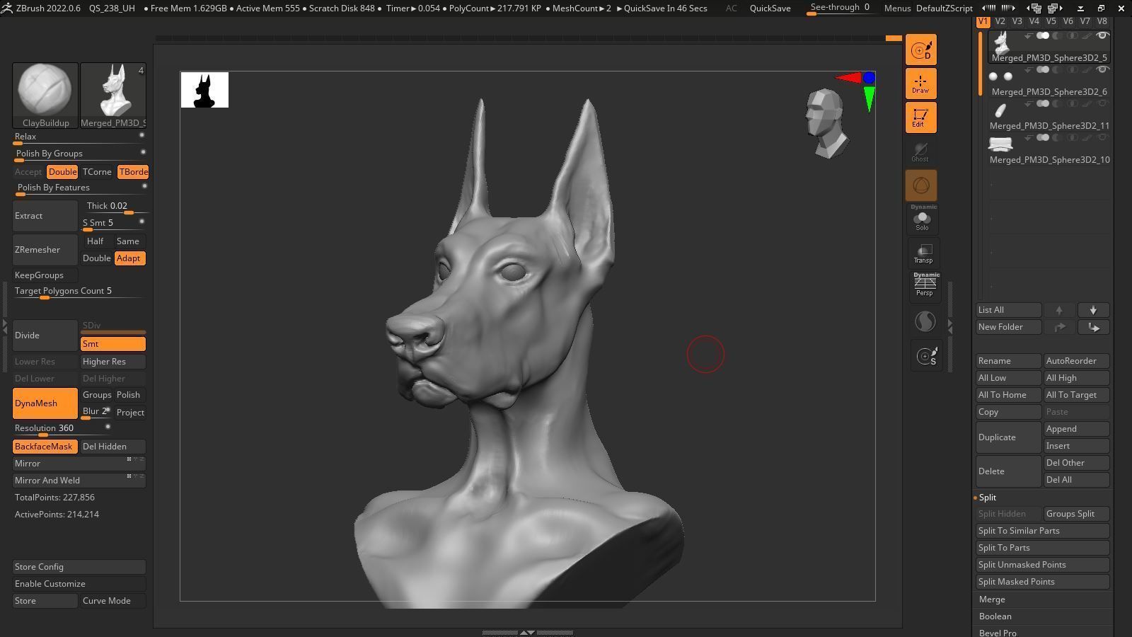 Dobermann Dog head Low-poly 3D model_7