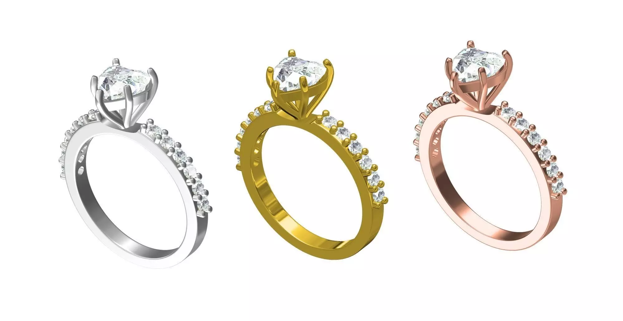 Heart Shape Cut Diamond Solitaire Ring 3D print model_0