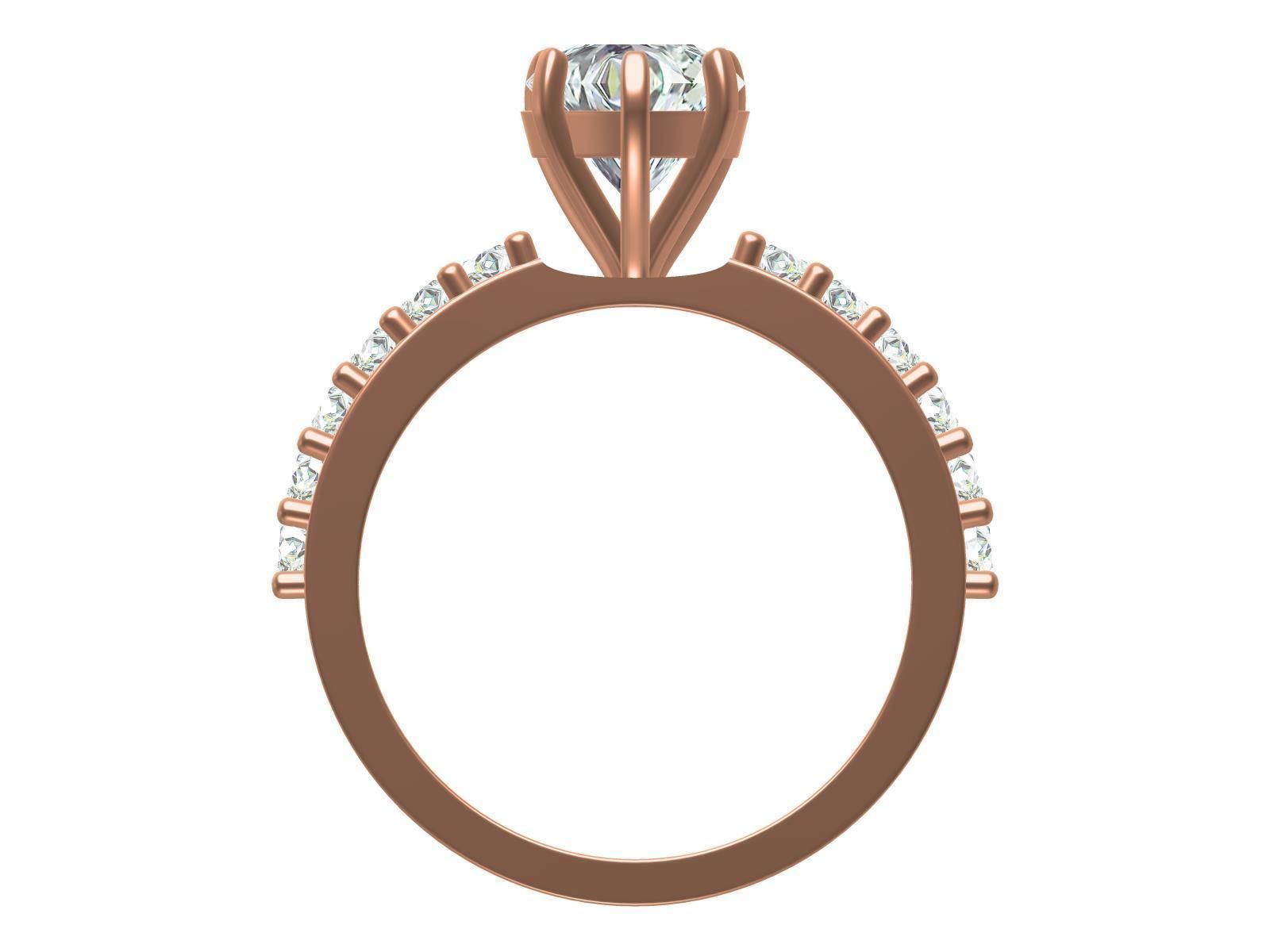 Heart Shape Cut Diamond Solitaire Ring 3D print model_3