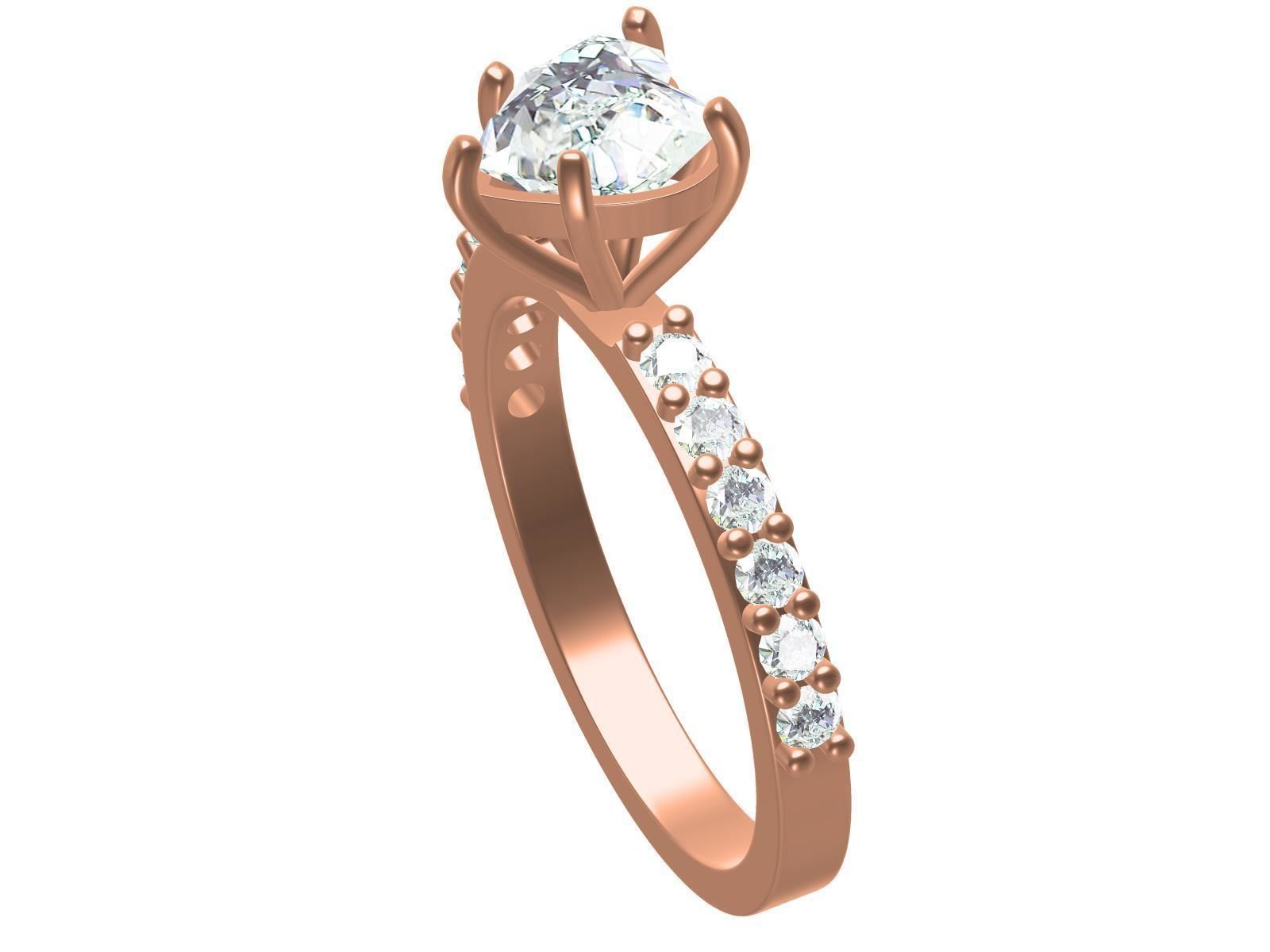 Heart Shape Cut Diamond Solitaire Ring 3D print model_5