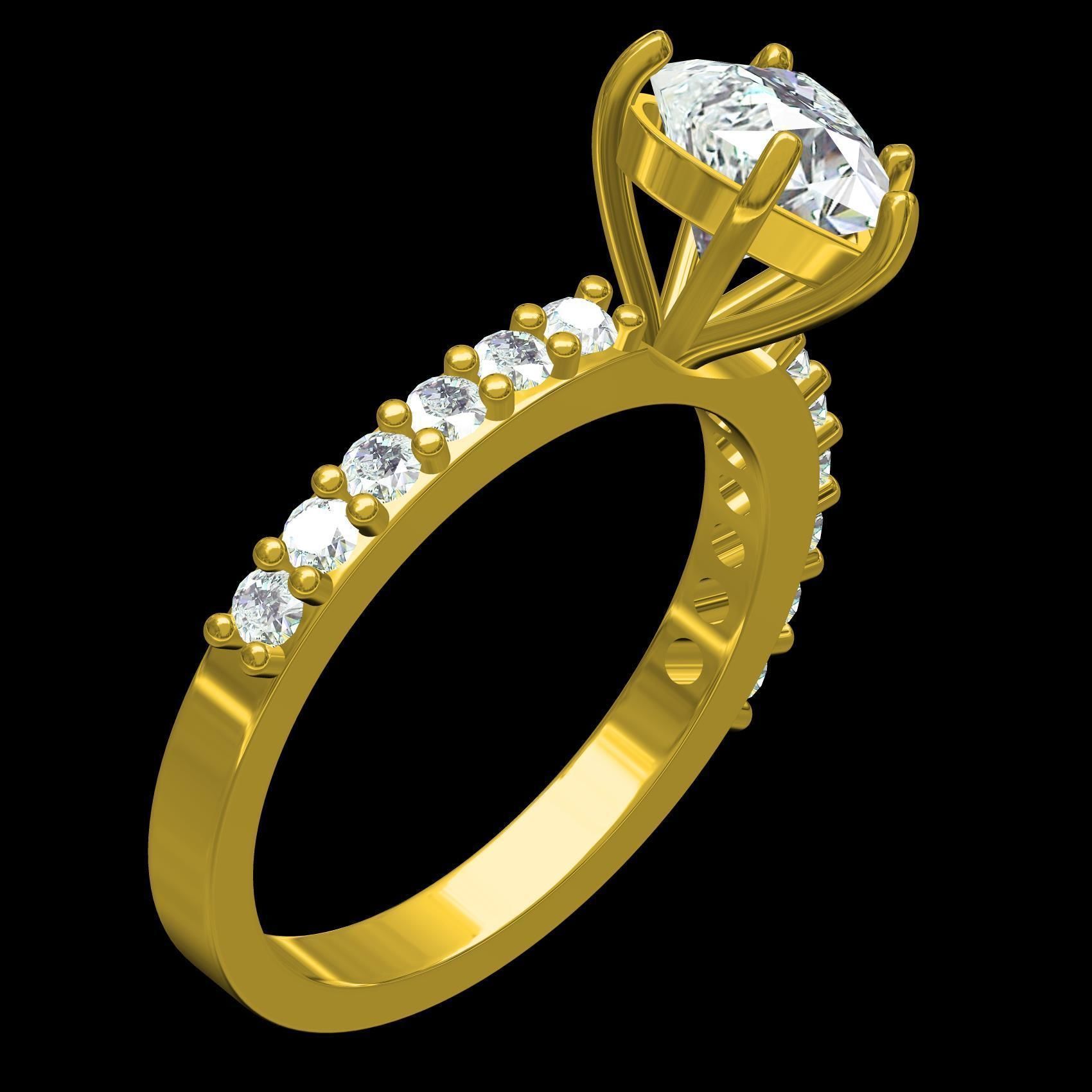 Heart Shape Cut Diamond Solitaire Ring 3D print model_13