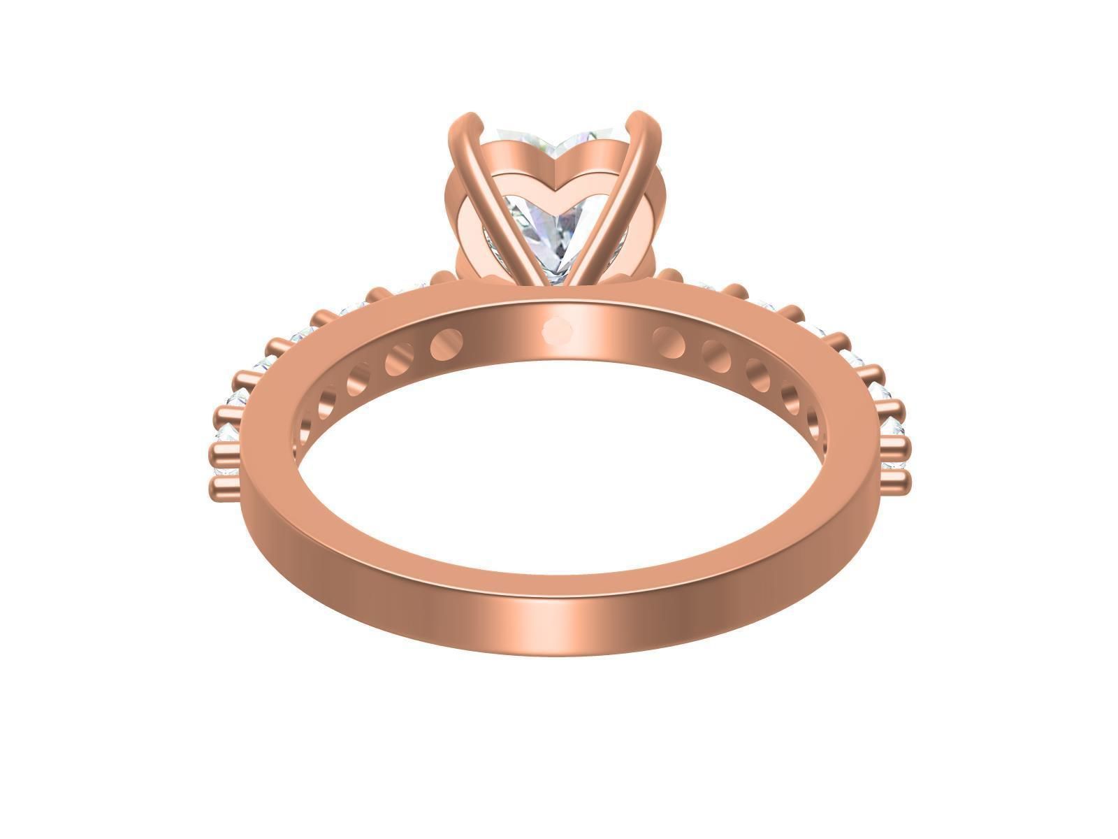 Heart Shape Cut Diamond Solitaire Ring 3D print model_9